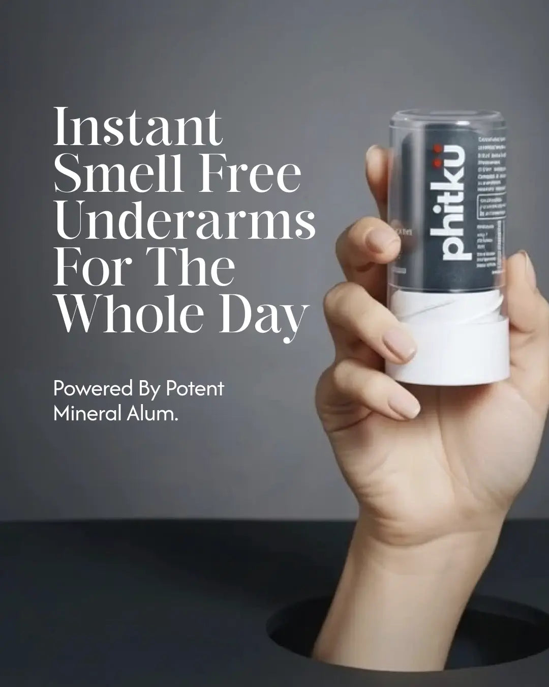 Alum Infused Crystal Roll-On Stick - Charcoal