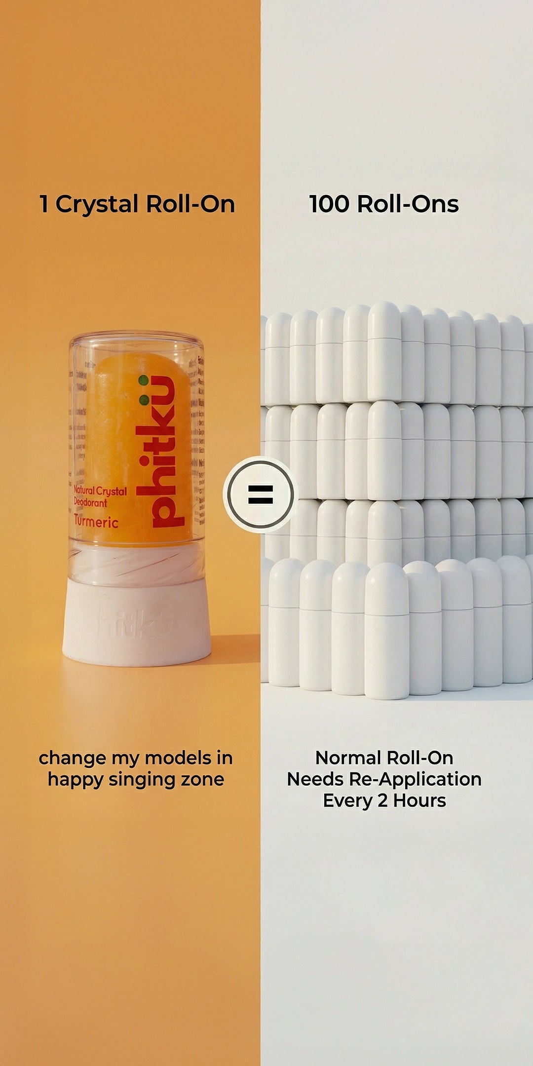 Alum Infused Crystal Roll-On Stick - Turmeric