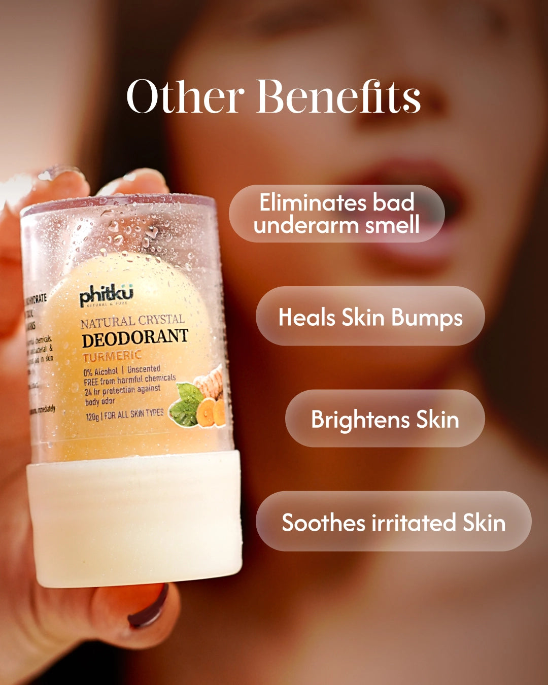 Alum Infused Crystal Roll-On Stick - Turmeric