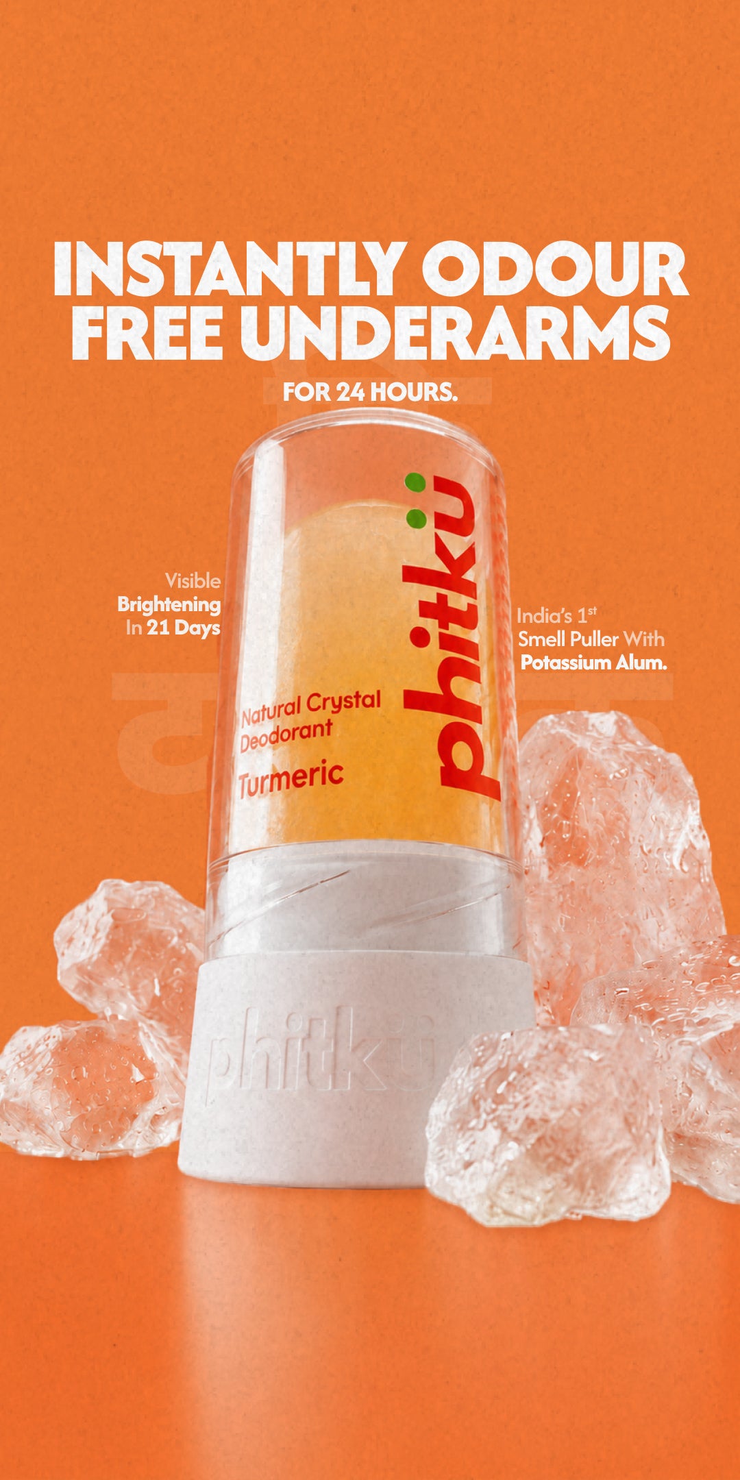Alum Infused Crystal Roll-On Stick - Turmeric